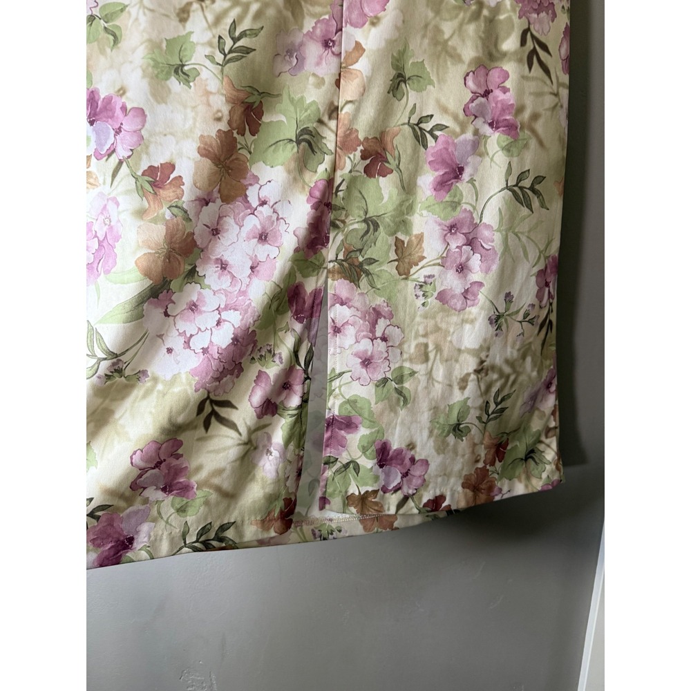 Vintage Floral Sleeveless Midi Shift Dress Purple Pink Sage Green Round Neck - Picture 5 of 6